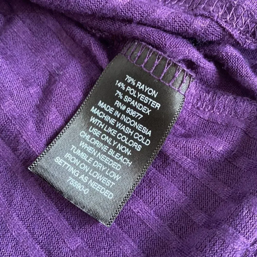 Worthington Purple Ribbed Style V-Neck Blouse - Picture 10 of 10